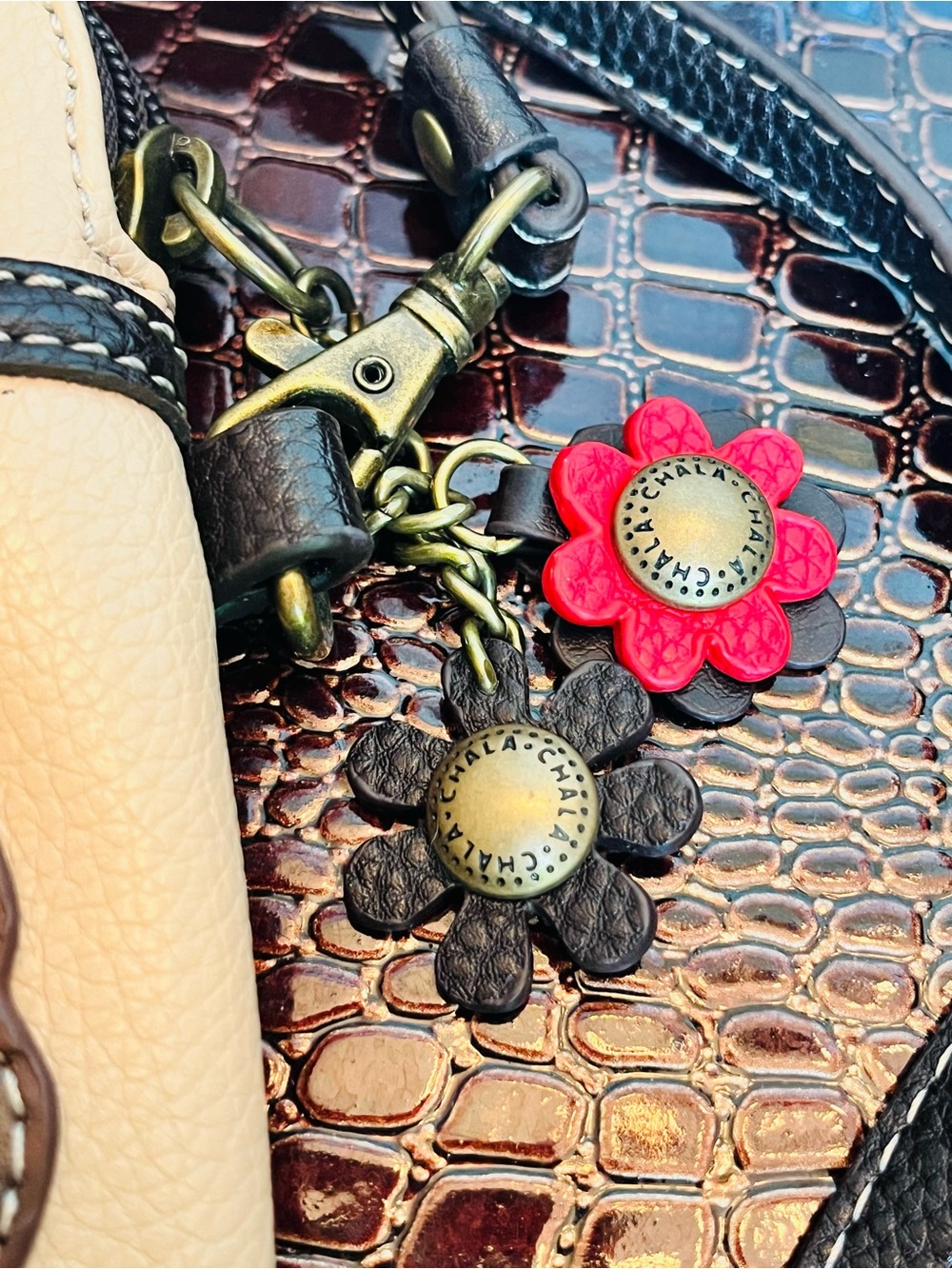 Chala Cream Crossbody Cell Phone Bag with Pink & Brown Butterfly Appliqué (NWOT) - Picture 6 of 13
